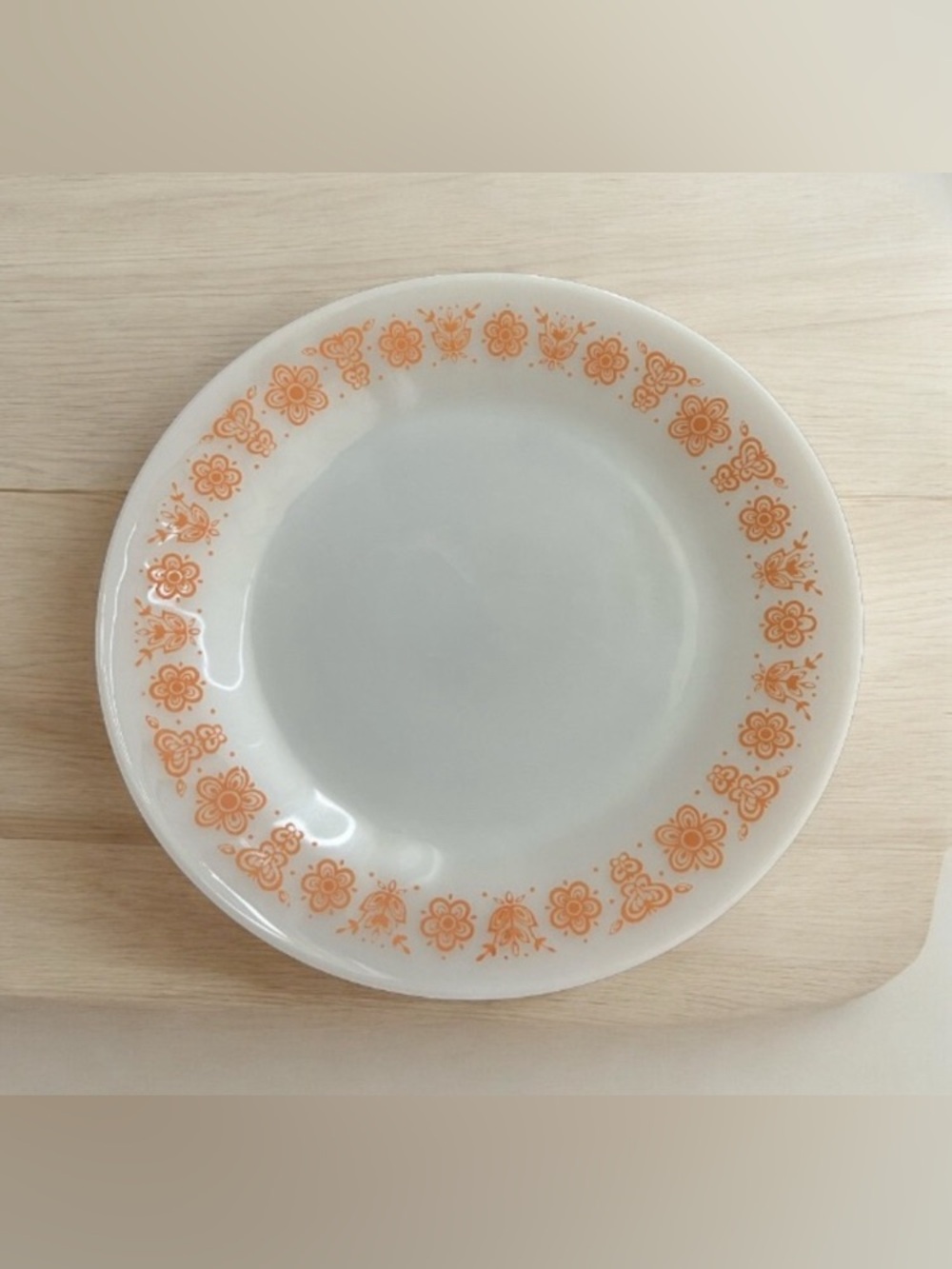 Termo Rey Milk Glass Dinner Plate Butterfly Gold Design Pyrex Style Pattern 9"